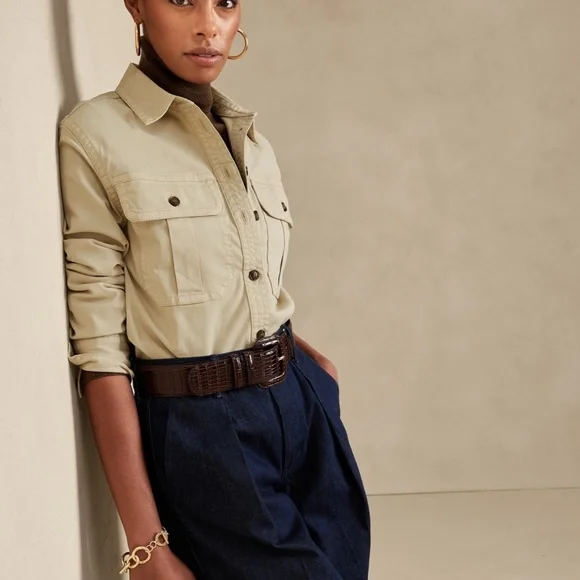 Reduced! BANANA REPUBLIC Cotton 4-season Shirt/Jacket, Large, Wheat - Picture 3 of 12